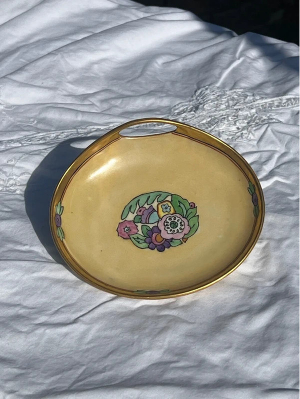 Hand painted trinket dish made in Czechoslovakia